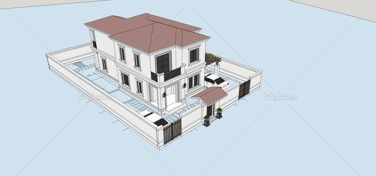 简欧风格独栋别墅(70078)su模型下载