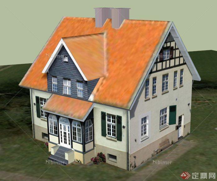 某一栋双层住宅建筑设计SU模型