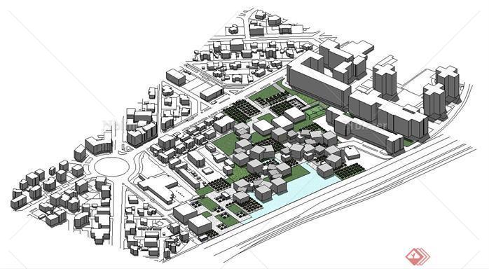 某市商业综合体建筑规划SU模型