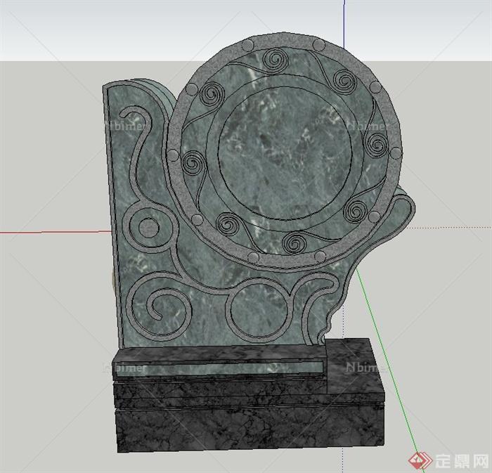 古典中式室内石雕塑摆件设计SU模型