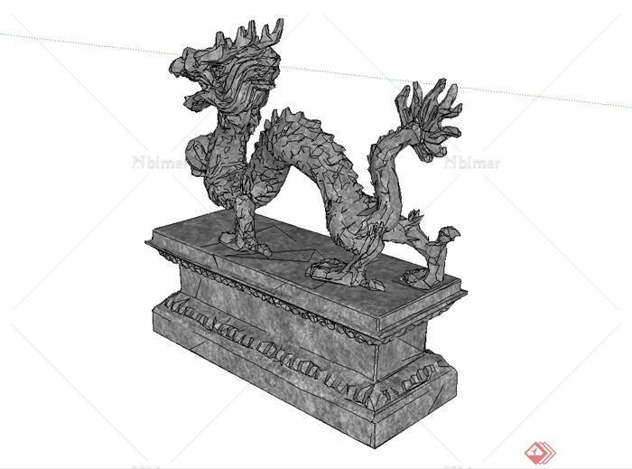 古典中式风格小品龙雕塑设计su模型[原创]