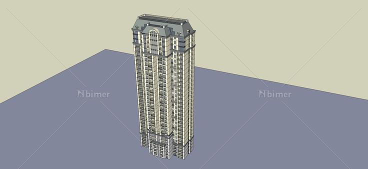 法式高层住宅楼(64610)su模型下载