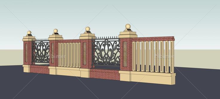 围墙护栏(79072)su模型下载
