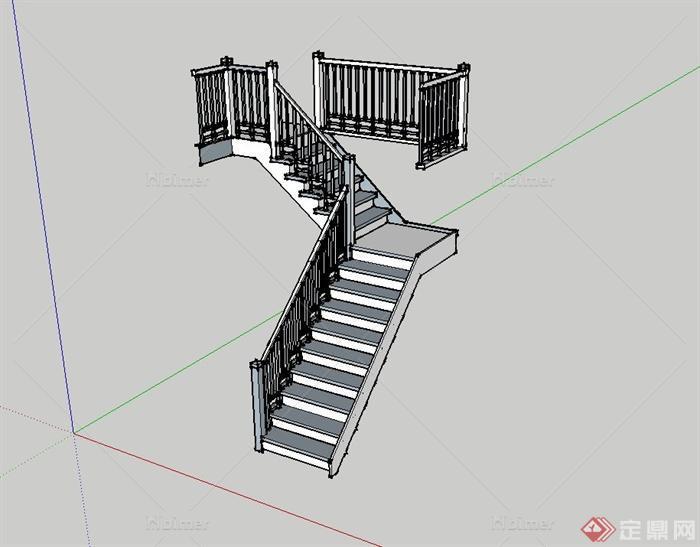 现代风格室内住宅空间楼梯设计SU模型[原创]