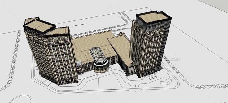 新古典风格商业办公楼(75681)su模型下载