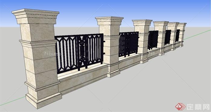 欧式铁艺围栏围墙设计su模型