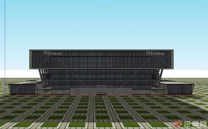 石油大学某图书馆建筑设计SU模型