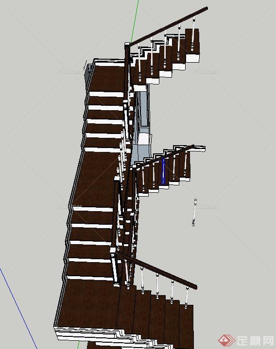 现代室内两组建筑节点楼梯设计SU模型