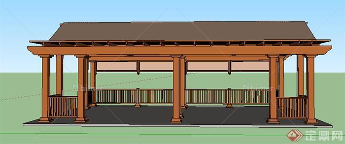 园林景观之现代中式廊架设计su模型