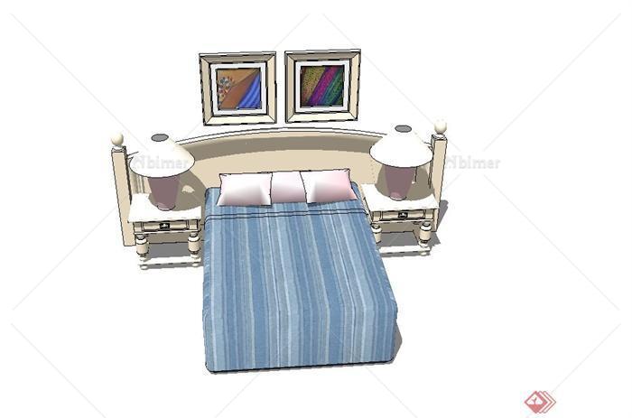 卧室家具床、床头柜设计su模型[原创]