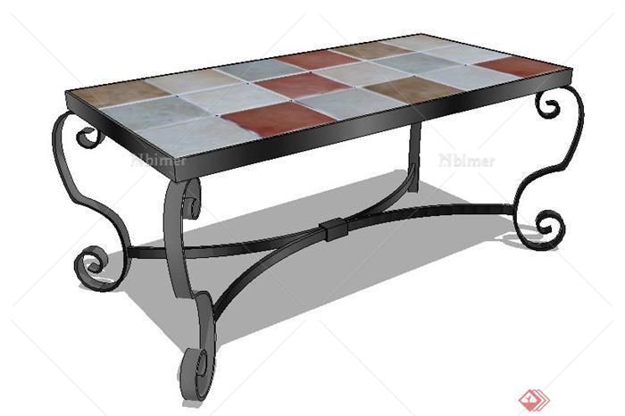 现代风格铁艺矩形桌子su模型