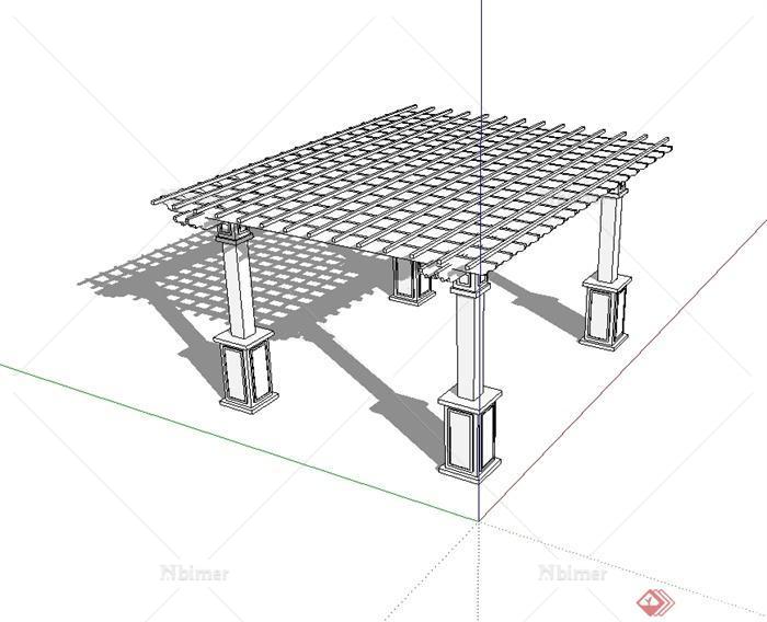 简欧风格详细廊架设计SU模型[原创]