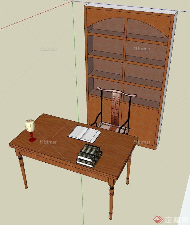 书桌柜设计SU模型