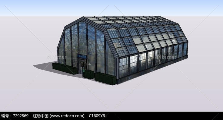 现代化全玻璃温室大棚SU模型