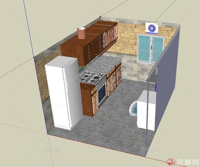 现代风格精致厨房设计su模型