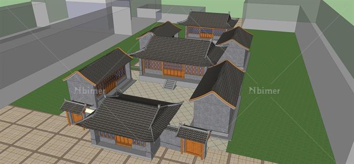 某古建寺庙建筑SU模型