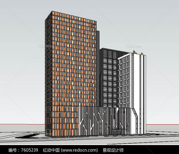 珠海办公楼建筑草图大师SU模型