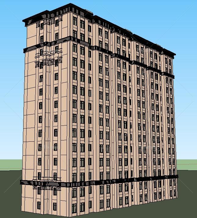 保利某新古典住宅公寓楼建筑设计方案SU模型[原创