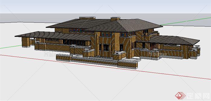 某新古典风格独栋别墅建筑设计方案SU模型