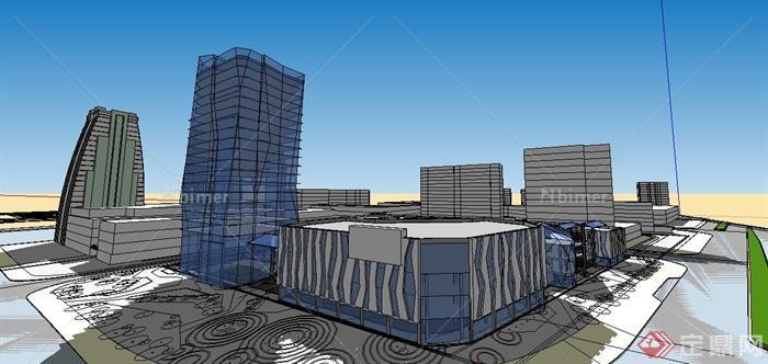 某现代多层商业综合体建筑设计SU模型