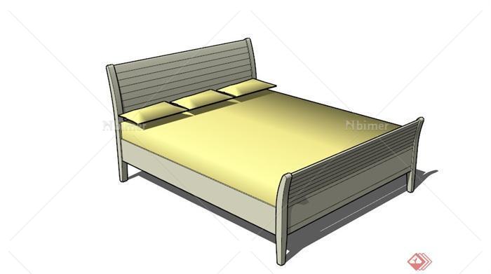 现代简约线条双人大床设计SU模型