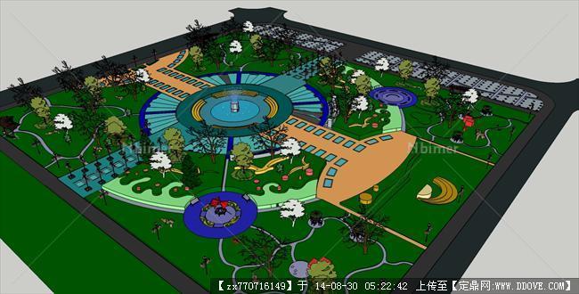 广场设计园林景观精细su模型