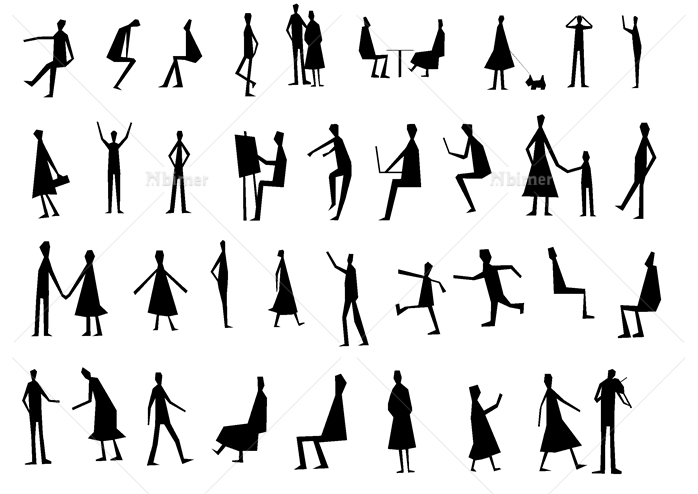 某现代风格SU人物剪影设计模型