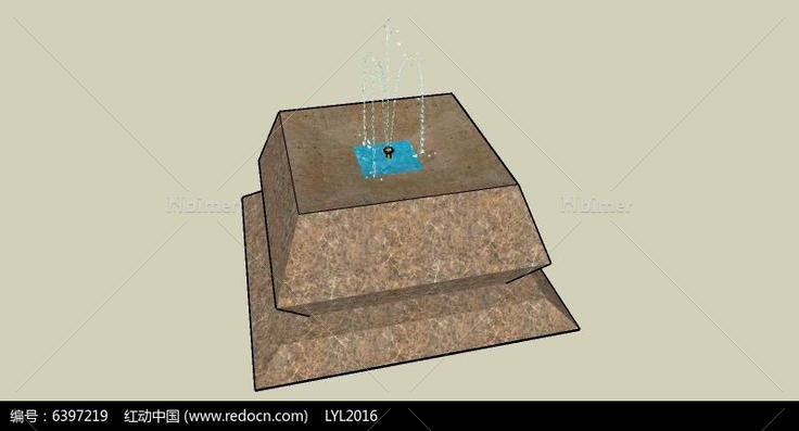 方形小喷泉SU模型