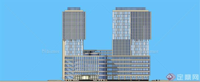 现代风格办公大楼、酒店建筑设计SU模型