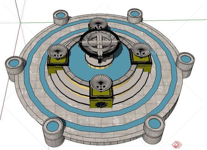 相关资料现代风格雕塑景观水池模型定鼎园林现代现代风格组合