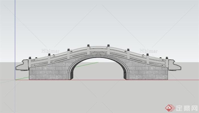 现代中式拱形人行园桥SU模型