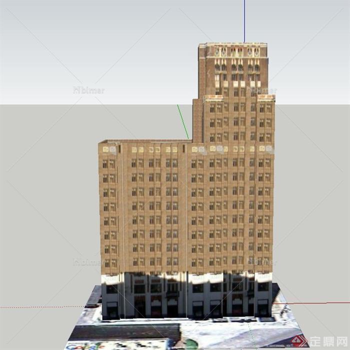 现代某建设银行大厦建筑设计SU模型