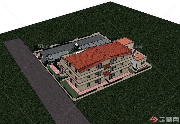 英式别墅庭住宅楼建筑设计su模型[原创]