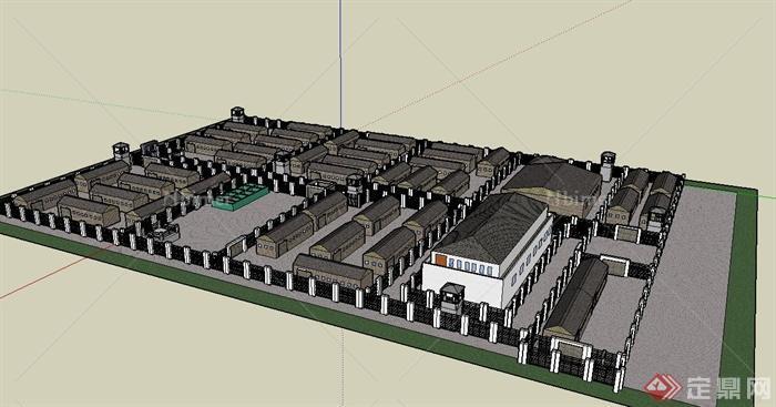 某战俘营建筑设计SU模型