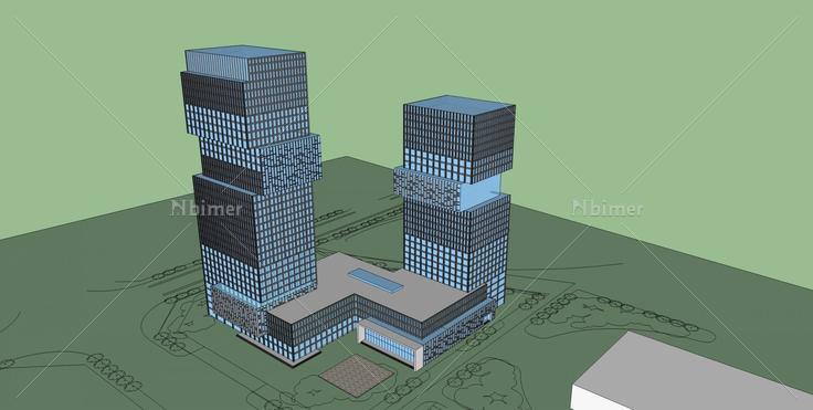 现代高层办公楼(31414)su模型下载