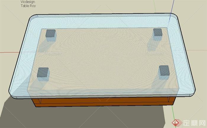室内现代高密度玻璃茶几设计SU模型