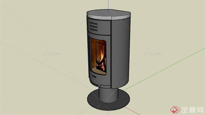 现代小型火炉壁炉SU模型
