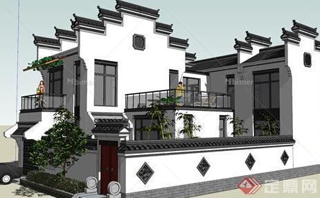 某新中式风格小别墅设计SU模型