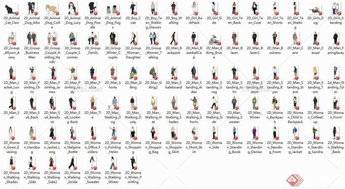 100多种人物素材设计模型（2D、 3D人物）