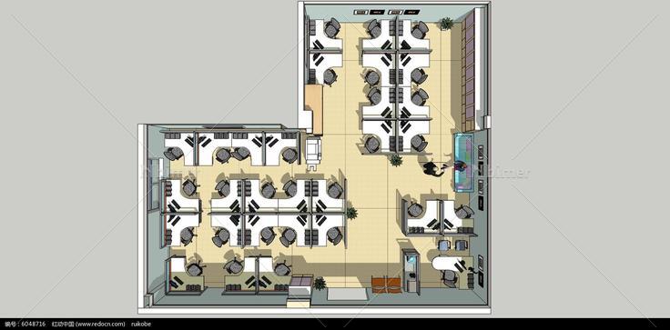 草图现代简约风格办公室设计效果