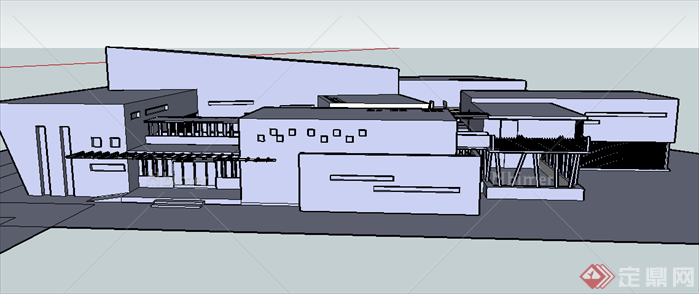 某现代风格博物馆建筑设计SU模型素材11