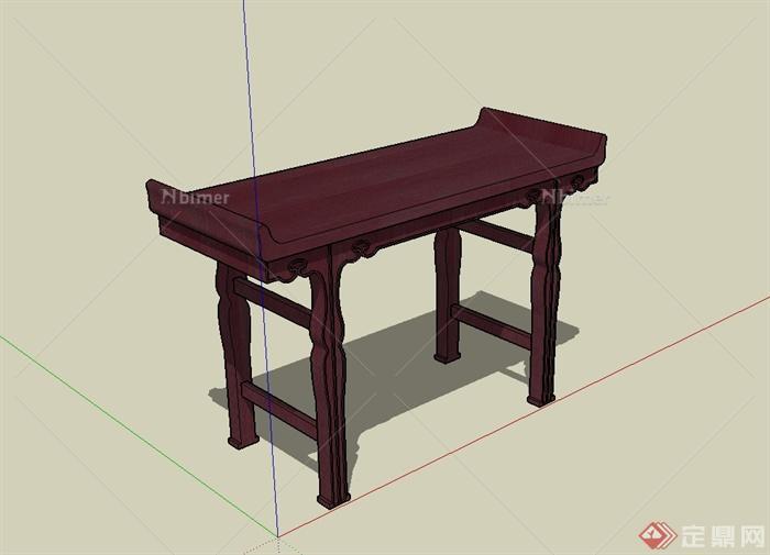 古典中式风格木质书桌设计su模型[原创]