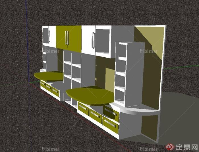 某现代学生宿舍柜子设计su模型