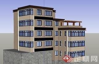 某多层新中式住宅楼建筑设计SU模型