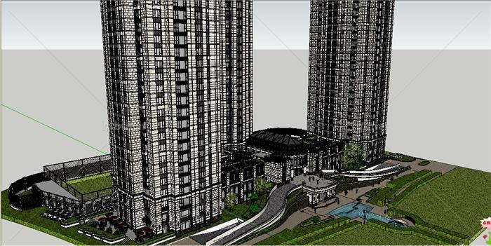 超高层办公楼建筑设计SU模型