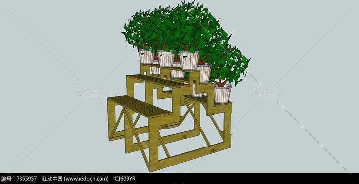 盆栽花架SU模型