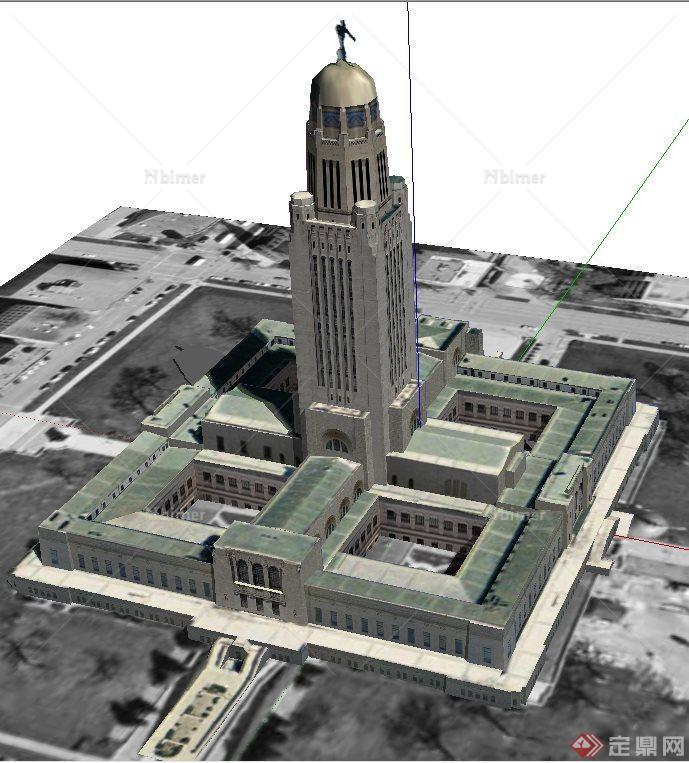 内布拉斯加州议会大厦建筑设计SU模型