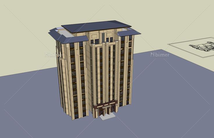 新古典风格小高层住宅楼(51000)su模型下载