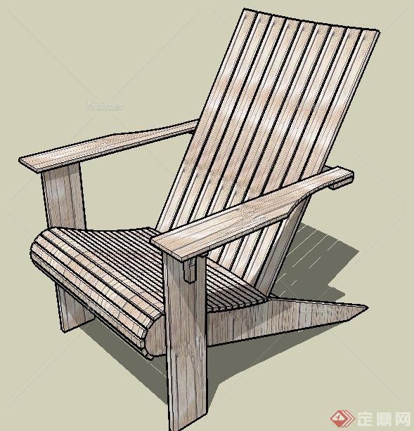 某木制靠椅su模型