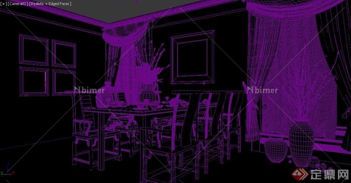 某新中式别墅空间餐厅装修3DMAX模型